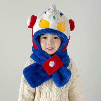 奥特曼儿童帽子围巾一体男童