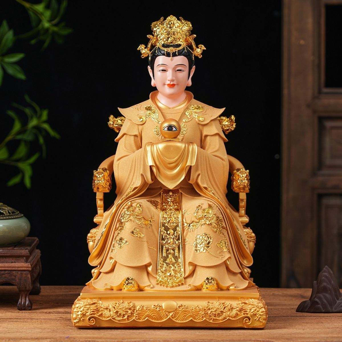 眼光娘娘神像树脂真身家用佛像供奉圣母明目元君像体居家摆件雕像