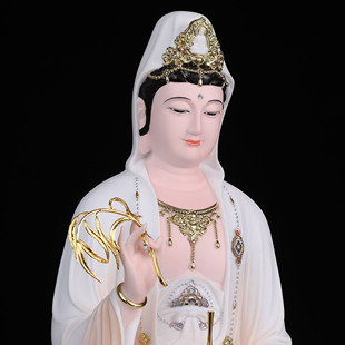 观音菩萨南海家用供奉树脂彩瓷色观音高端佛像普陀山观音慈航观音