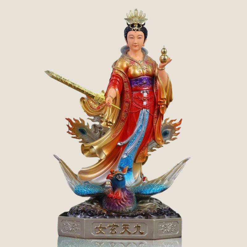 新款九天玄女踏凤女神像家用圣母摆件女娲娘娘仙姑树脂供奉
