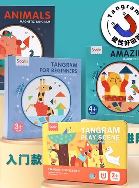 saalin莎林磁性七巧板智力拼图儿童益智幼儿园小学一年级教具玩具
