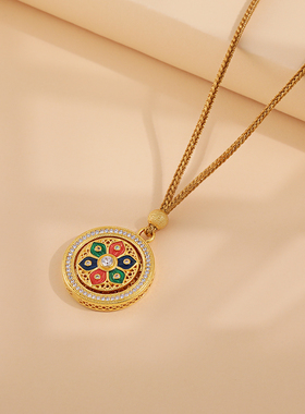 朵素八宝罗盘可旋转金色毛衣链