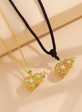 朵素复古镂空葫芦珍珠毛衣链