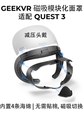 OCULUS Quest 3模块化舒适面罩冰丝加皮革磁吸快速更换增大FOV