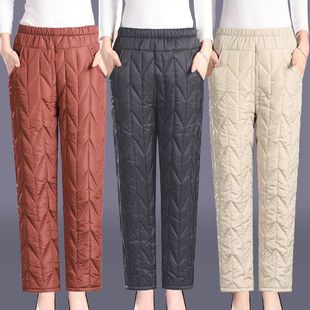 加厚高腰直筒棉裤 女士棉裤 高档宽松外穿冬季 女士新款 轻薄丝绵厚裤