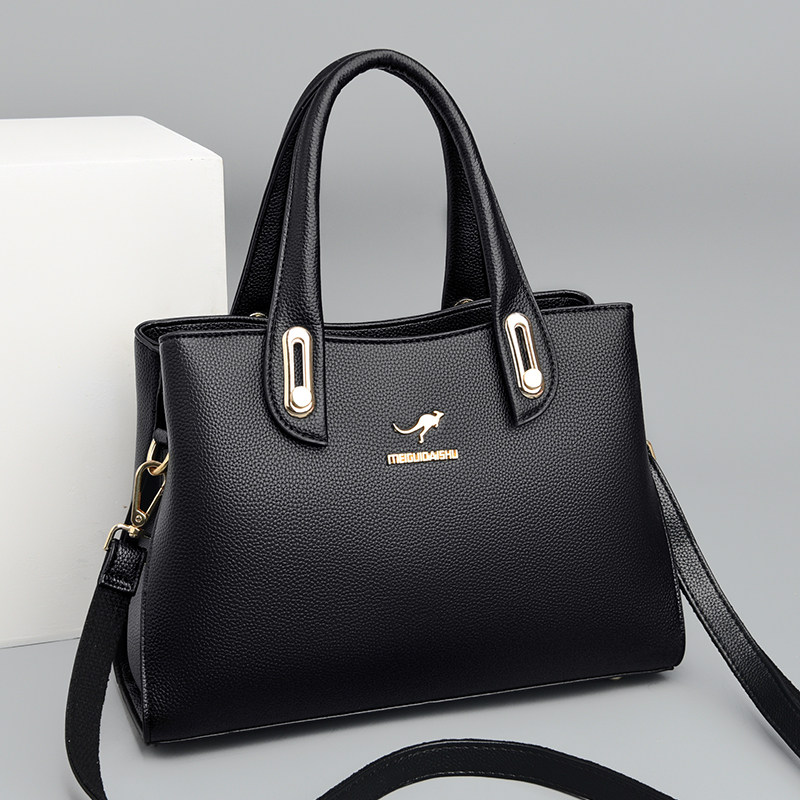 玫瑰袋鼠真皮牛皮女包2022新款时尚高档大包手提包中年女士妈妈包