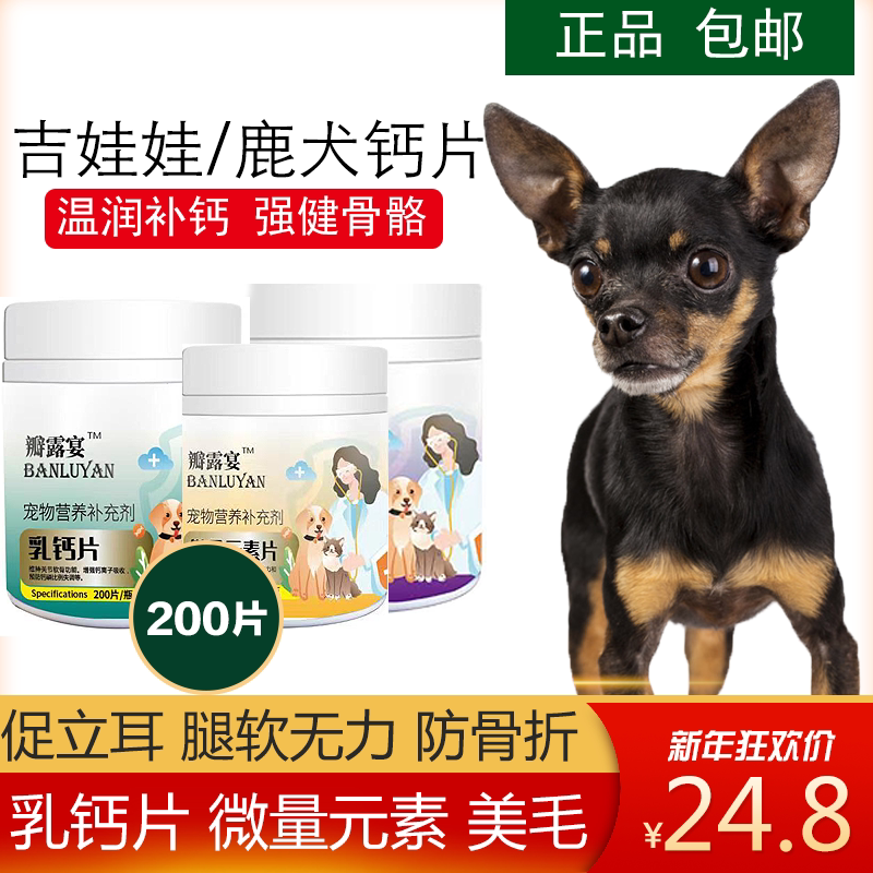 吉娃娃专用钙片小型犬狗狗吃的幼犬成犬立耳美毛健骨补钙微量元素