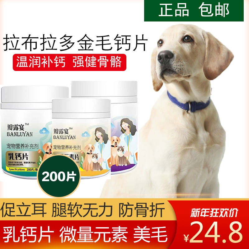 拉布拉多专用钙片 狗狗吃的幼犬成犬老年美毛健骨补钙微量元素片