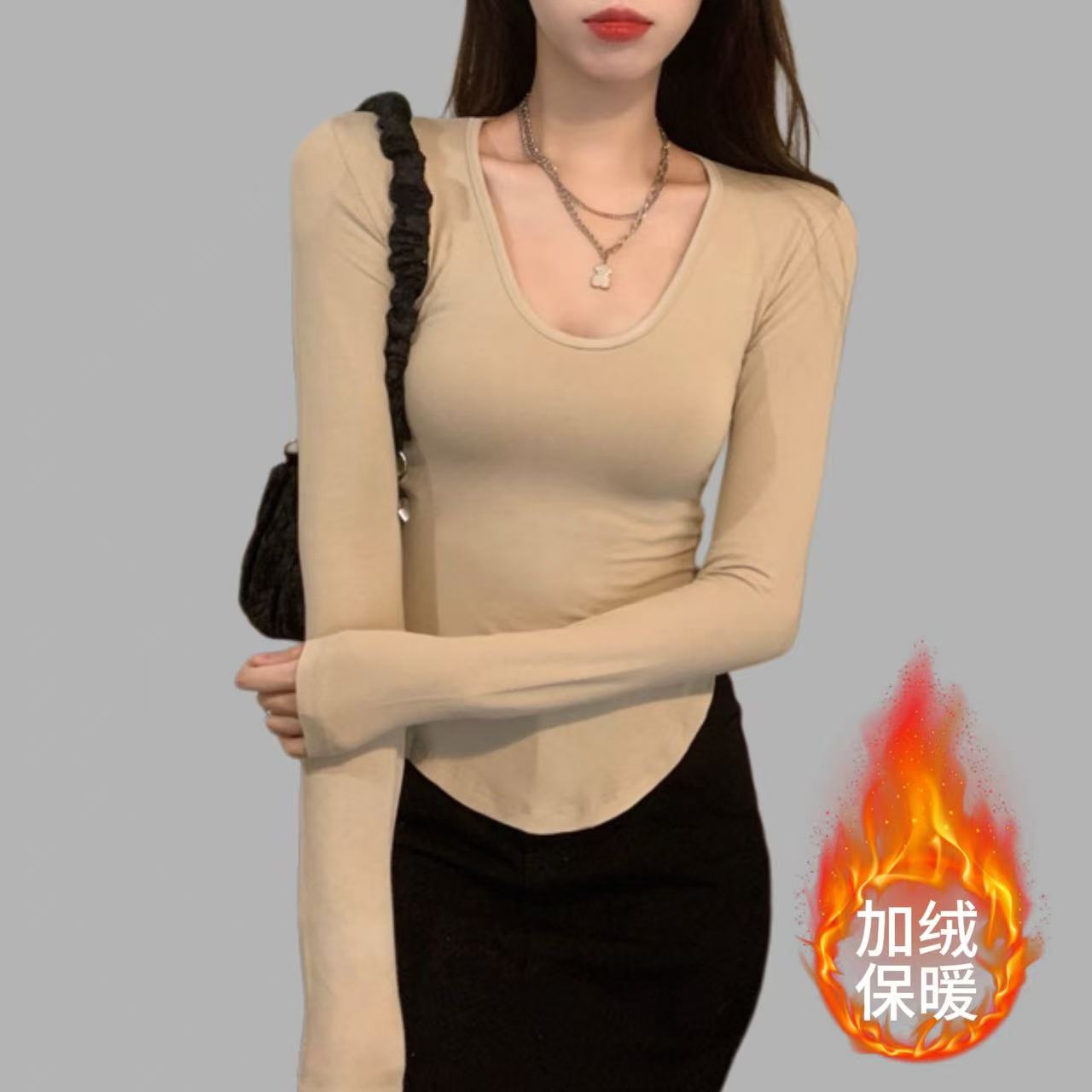 磨毛厚款洋气打底衫秋冬长袖