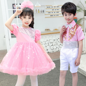 新款儿童演出服幼儿舞台表演服女童可爱纱裙我们都是小星星蓬蓬裙