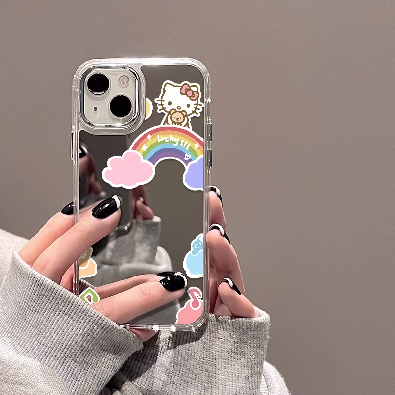 2024新款高颜值高级趣味搞怪卡通可爱趣味彩虹kt猫iphone15PROMAX手机壳苹果14/13软12全包xr/7/8P高档xs外壳