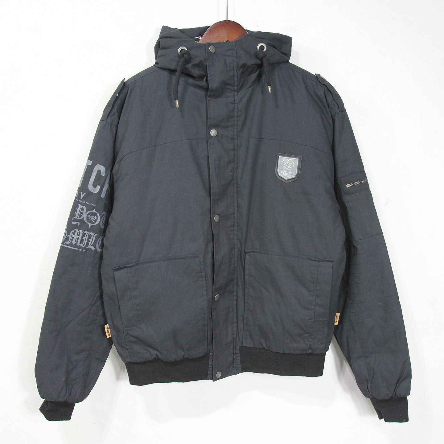 外贸欧美单男子刺绣连帽棉衣哥特