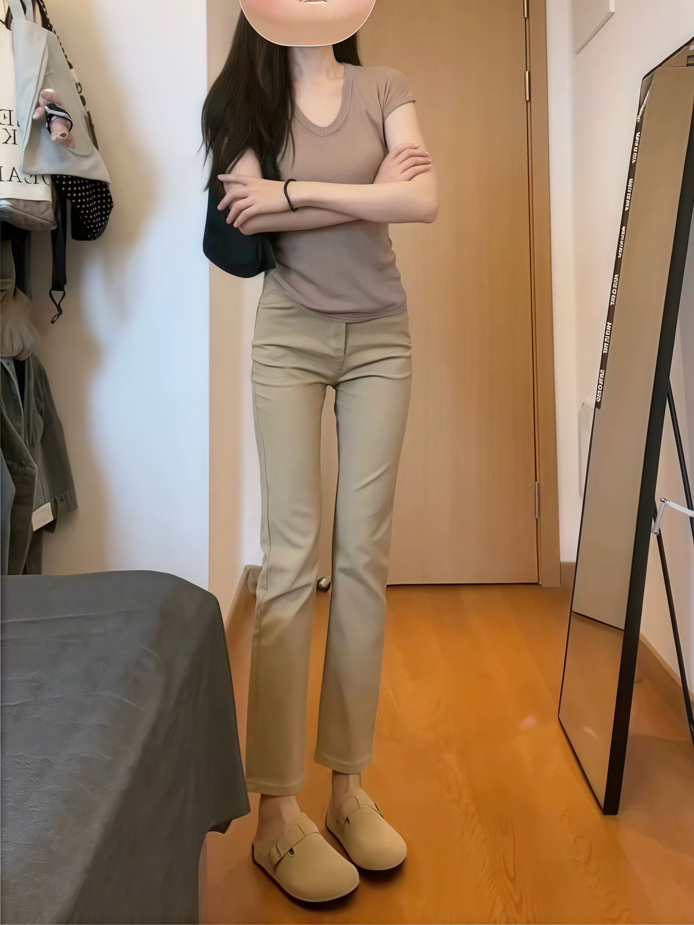 老钱风卡其色九分牛仔裤女春季2026年新款小个子八分小直筒烟管裤