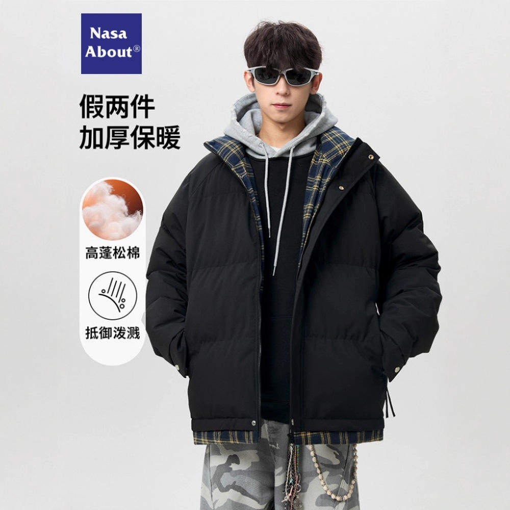 加厚保暖棉衣外套男士冬季羽绒棉服潮牌立领面包服侧缝插袋休闲