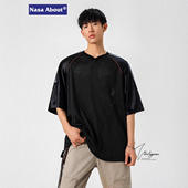 简约休闲百搭五分袖 恤男夏季 体恤T恤套头常规 网眼透气短袖 美式