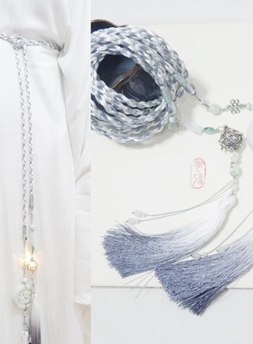 『玉笙烟』花记原创汉服宫绦古龙纹暖灯香囊宫铃腰带渐变百搭双色