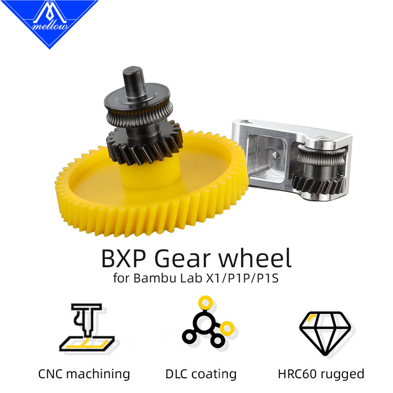 Mellow DLC耐磨3D打印机挤出机齿轮用于Bambu lab 拓竹X1/P1P/P1S - 实物图