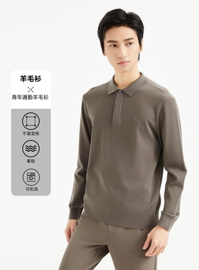 2026秋 利牌Q4QMS0102S男翻领套头羊毛衫时尚休闲百搭针织衫185码