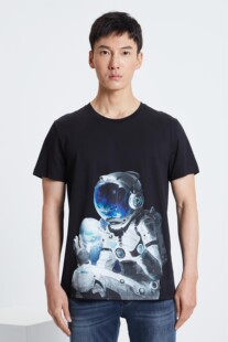 2026夏 利牌Q1XTX6081S黑男士圆领短袖T恤商务休闲修身剩170码
