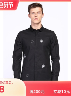 2022春秋 利牌Q8XC0192Y黑色长袖男衬衫时尚都市天丝弹力修身衬衣