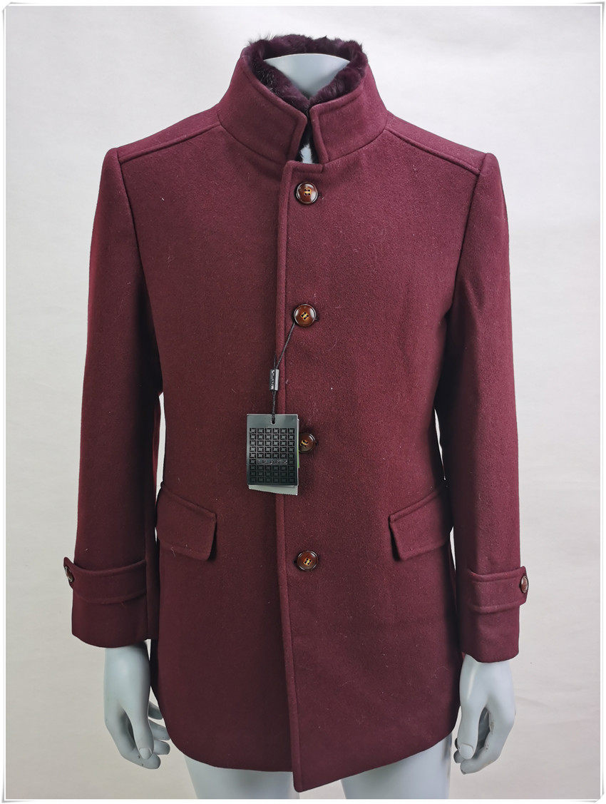 利牌冬款厚羊毛呢夹克立领獭兔毛