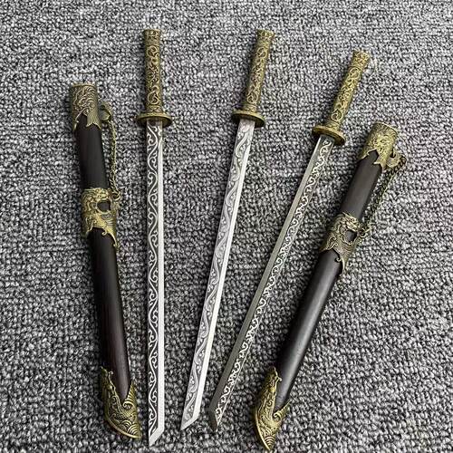 金属汉剑小短刀龙泉微兵器微缩模型袖珍刀迷你唐横刀宝剑桌面摆件