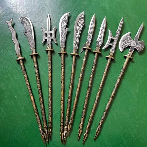古代十八般兵器模型三国18般小刀枪棍棒戟镗铲纯铜柄武器玩具摆件
