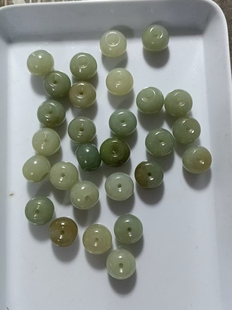 天然和田玉苹果珠单颗散珠子新疆且末蓝玉石桶珠手串diy配饰卡14