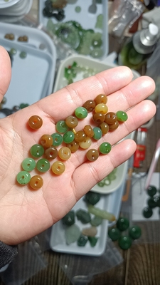 新疆和田玉糖白玉卡8mm算盘珠扣子隔珠DIY散珠平安扣纽扣diy配件