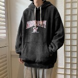 XZ517A-6W10P68秋冬新款水洗做旧美式印花连帽宽松卫衣，男装卫衣，星座517A-6