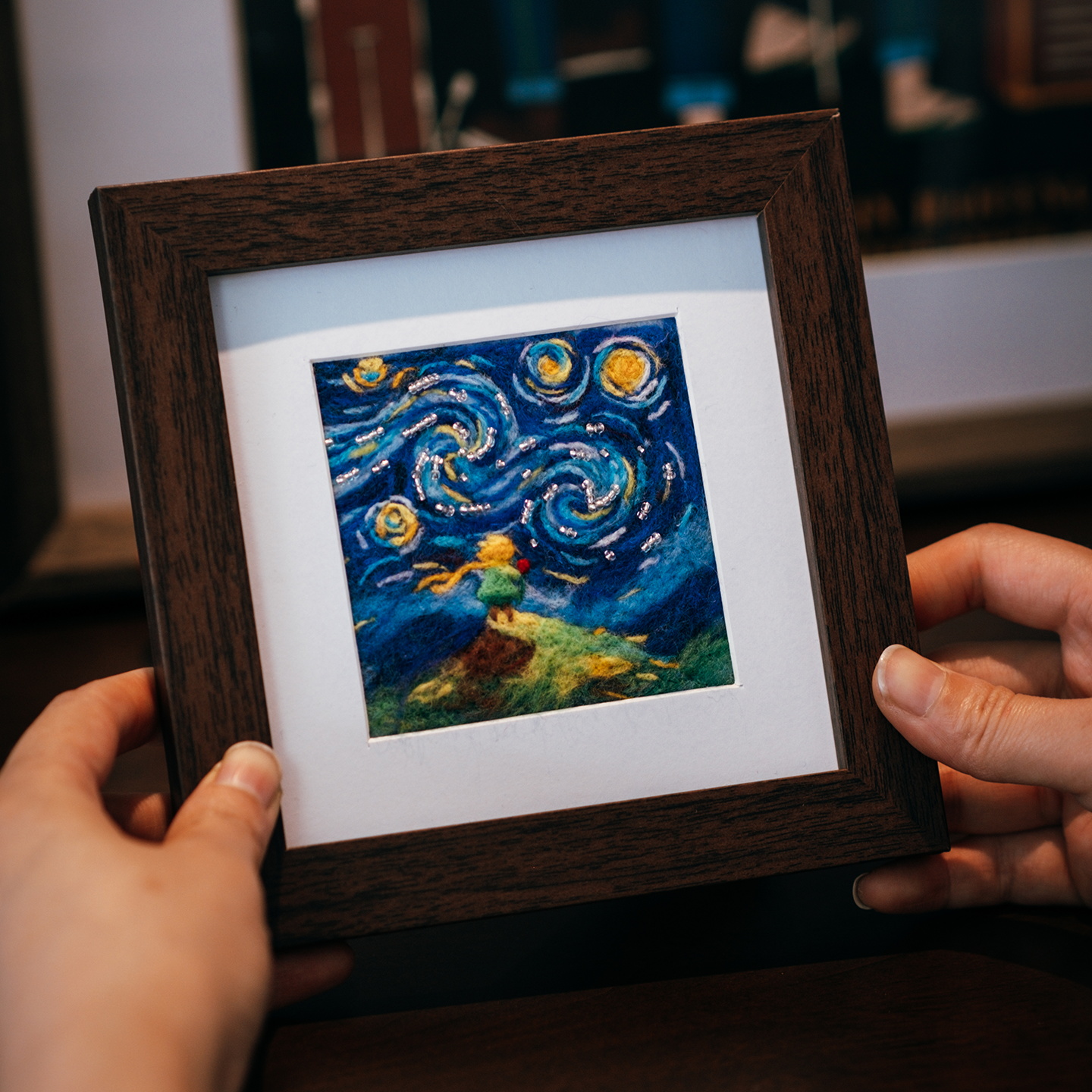 星月夜系列羊毛毡手工diy相框画