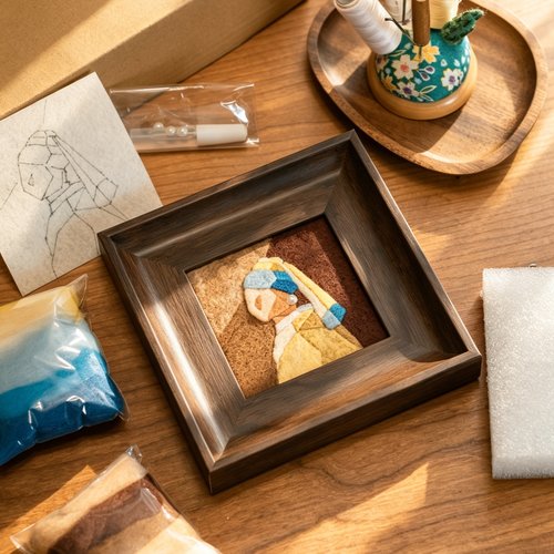 羊毛毡戳戳乐DIY材料包复古名画装饰摆件解压新手手工套装相框画