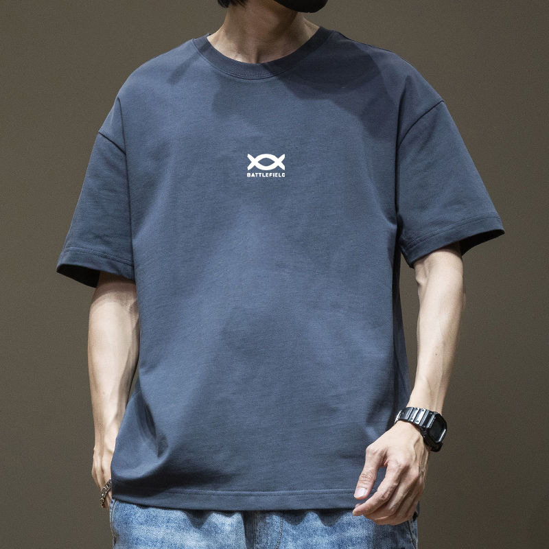 美式复古重磅纯棉白色t恤半袖短袖打底衫男士夏季内搭半截袖衣服