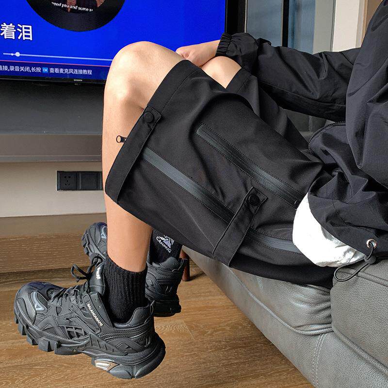 欧美hiphop短裤男夏季户外登山冲锋五分裤oversize露营机能六分裤