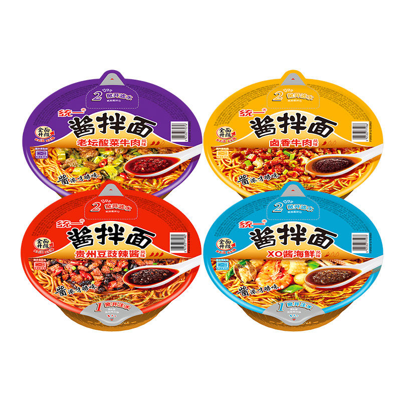统一酱拌面xo酱海鲜豆豉卤面老坛12碗冲泡干拌面方便面