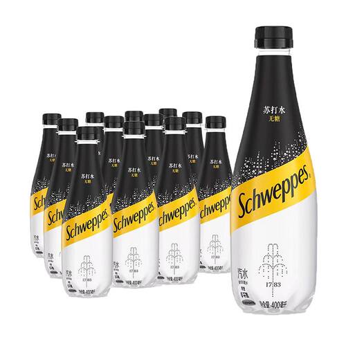 可口可乐怡泉汽水苏打水无糖饮料气泡水饮料400ml*12瓶 0糖0卡