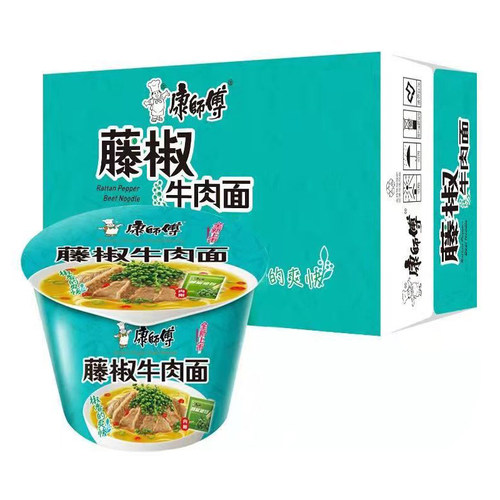 康师傅藤椒牛肉面12桶方便面桶面早餐面速食面冲泡