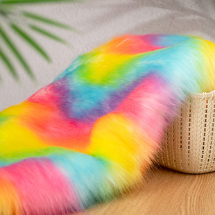 加厚高档扎染提花仿狐狸毛绒布料面料服装毛领手工DIY围巾装饰布