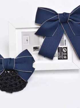 蓝色头花领花女套装银行酒店信用社工作上班员工职业工装配饰新款