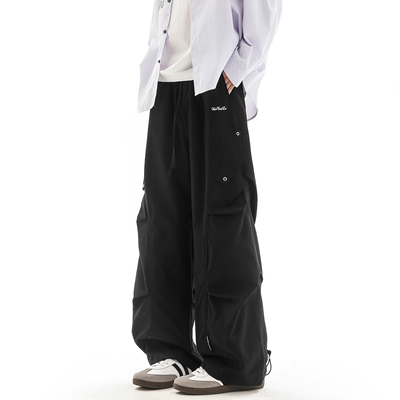 美式工装裤男款褶皱潮流宽松