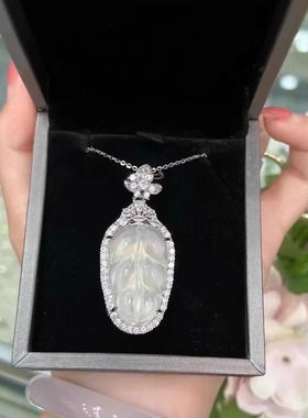 小红薯冰种佛公玉髓叶子吊坠项链女弥勒佛大肚佛像笑佛毛衣链