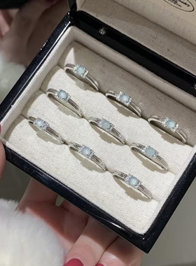 s925银天然蓝水翡翠戒指欧美轻奢风女戒轻奢小众高级感送女友礼物