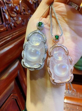 天然翡翠A玉髓玉石冰种满绿佛公观音葫芦玛瑙吊坠男女款礼品