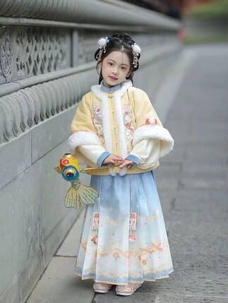 新款汉服女童冬款儿童古风超仙古装女宝宝拜年服中国风小女孩唐装