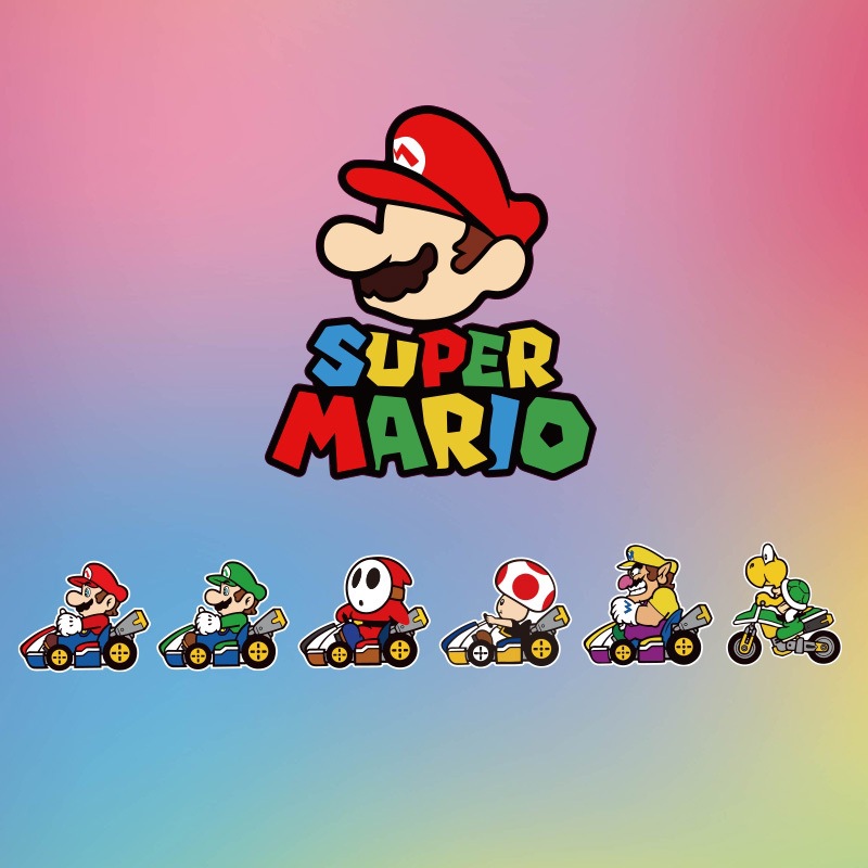 玛丽马里奥创意可爱游戏汽车贴纸摩托车电动车反光划痕遮挡贴
