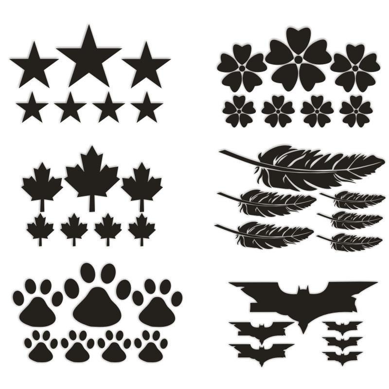 个性划痕贴车身贴汽车贴纸 羽毛小花树叶五角星蝙蝠遮挡划痕擦痕