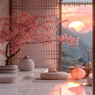 3D立体背景墙高级感直播背景布抖音快手拍摄道具 古风场景布置