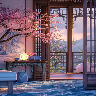 新款直播背景墙3d立体古风背景布抖音拍照网红高清复古高级直播间