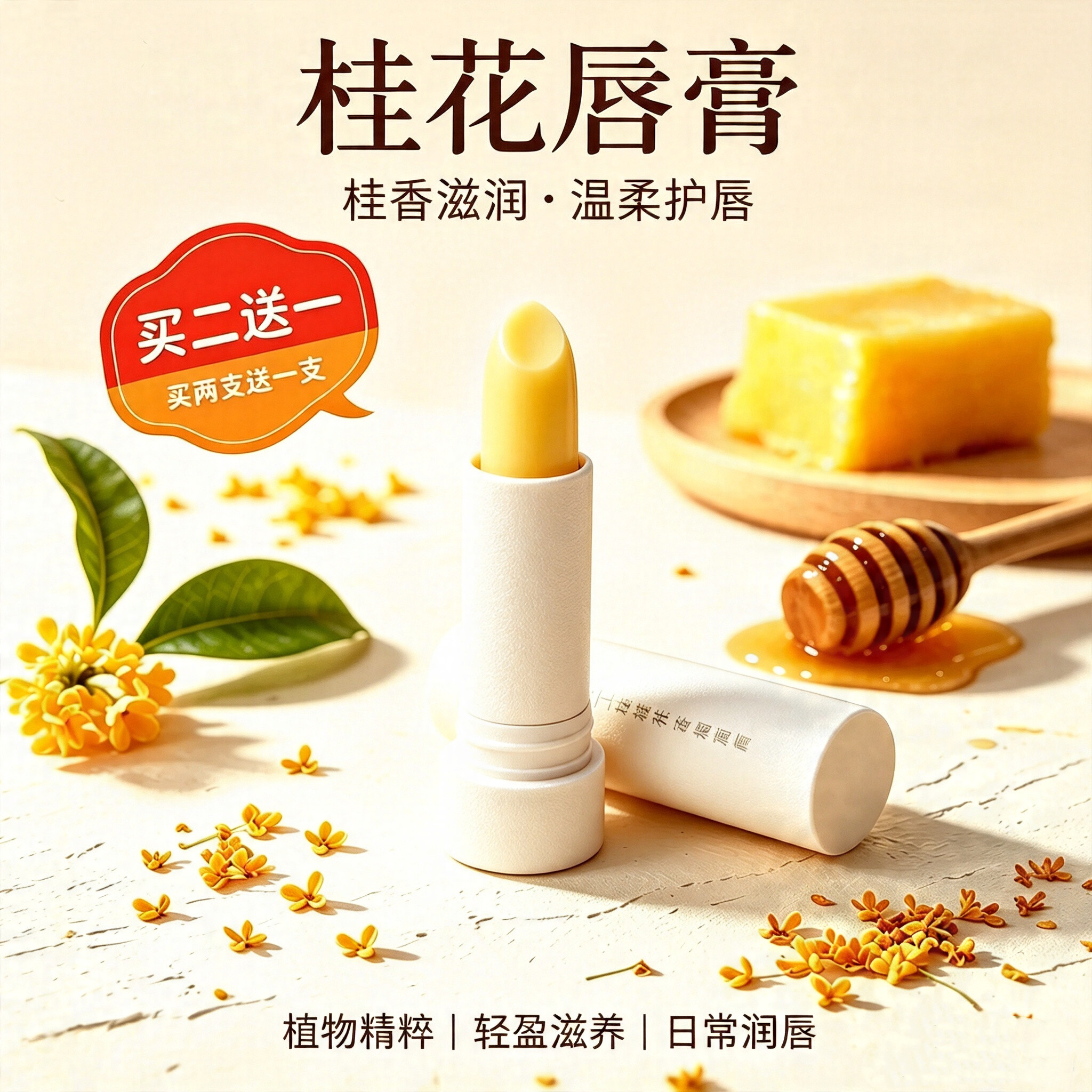 桂花润唇膏滋润保湿不油腻不糊嘴