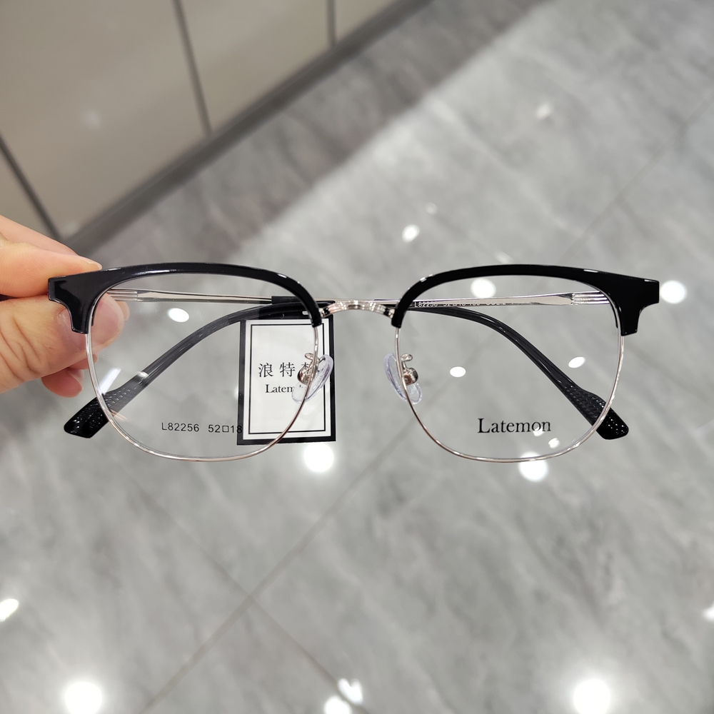 浪特梦镜架男眉毛框商务半框可配近视眼镜框女潮防蓝光眼镜L82256